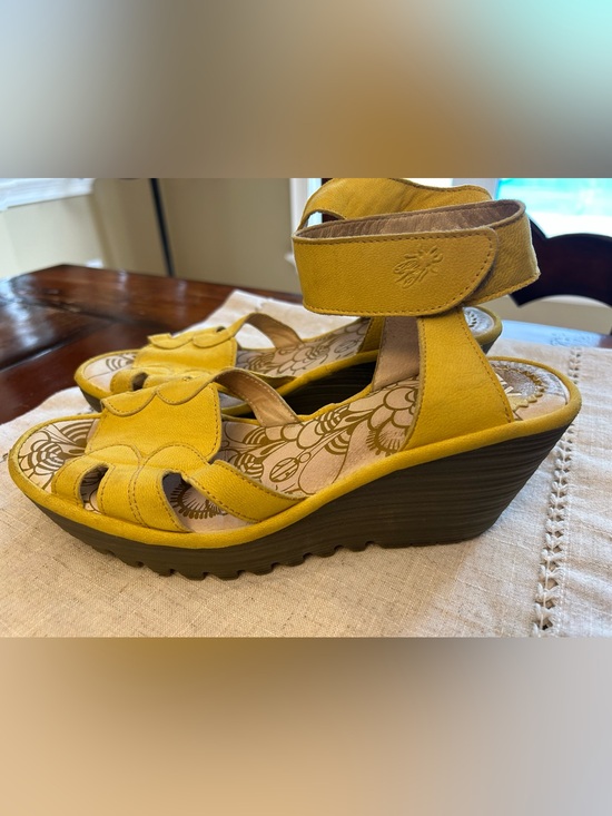 Fly London Shoes - Fly London Yellow Women's Wedge Sandals